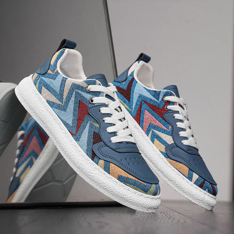 Women's Fashion Sneakers with Colorful Zigzag Pattern and Comfortable Cushioning Mune Fashion