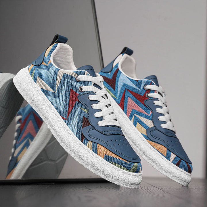 Women's Fashion Sneakers with Colorful Zigzag Pattern and Comfortable Cushioning Mune Fashion