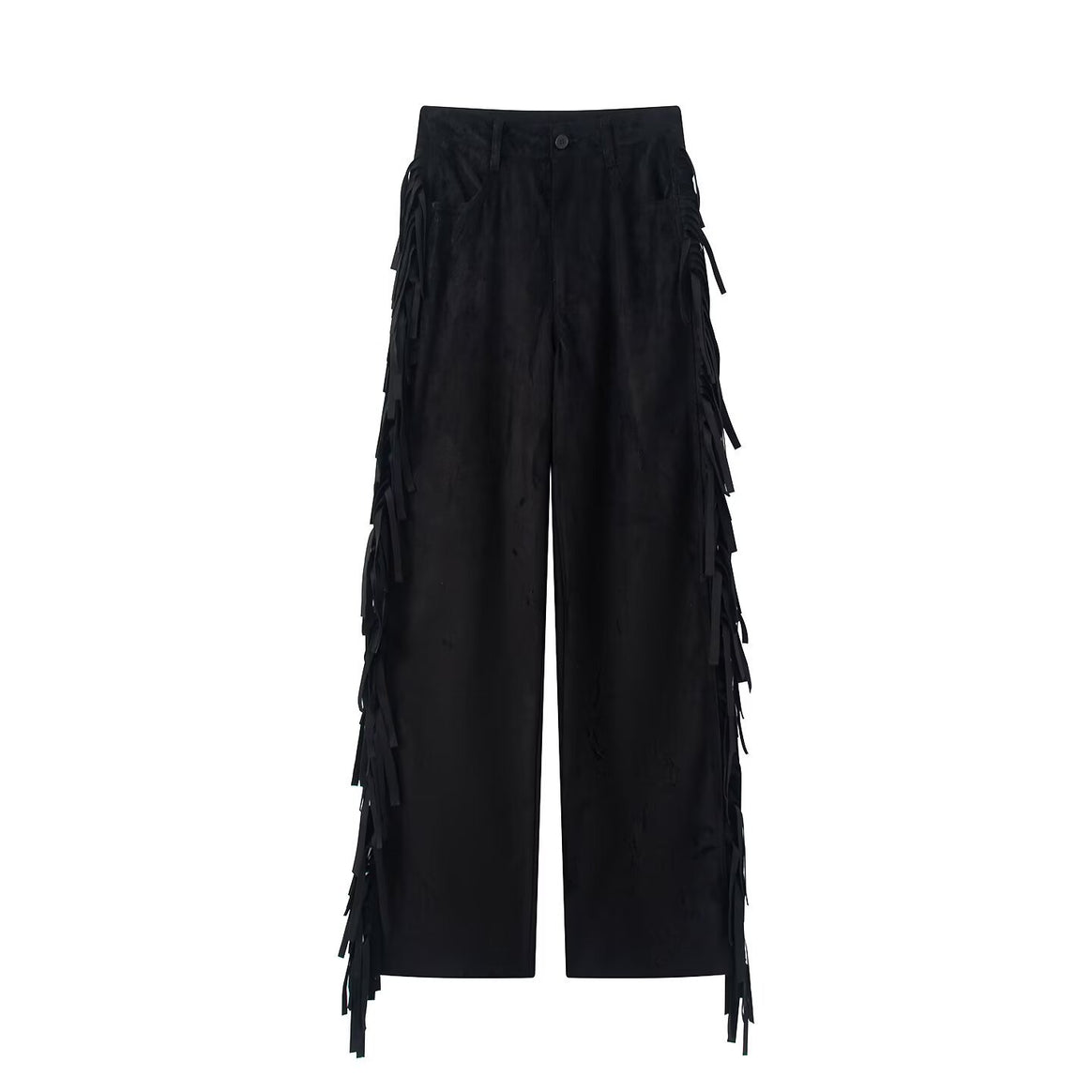women's wide culotte pants with fringe trim and velour look Mune Fashion