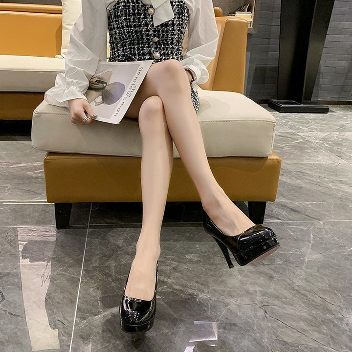 Women's Platform Pumps with Shiny Patent Leather and High Stiletto Heel Mune Fashion