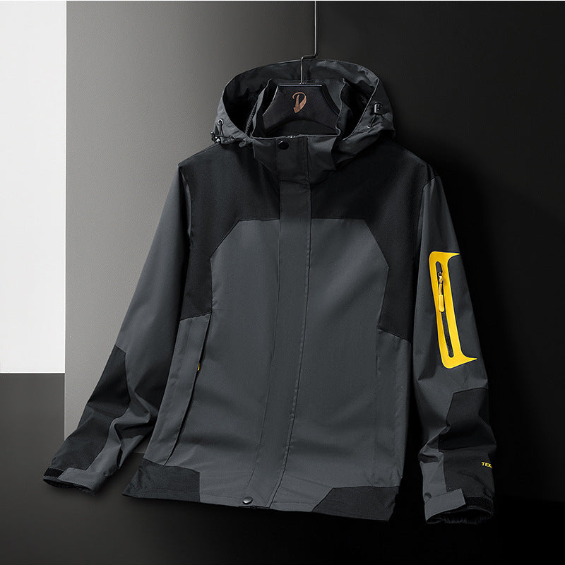 Men's Technical Softshell Outdoor Jacket with Hood Water Repellent Membrane and Arm Pocket Mune Fashion