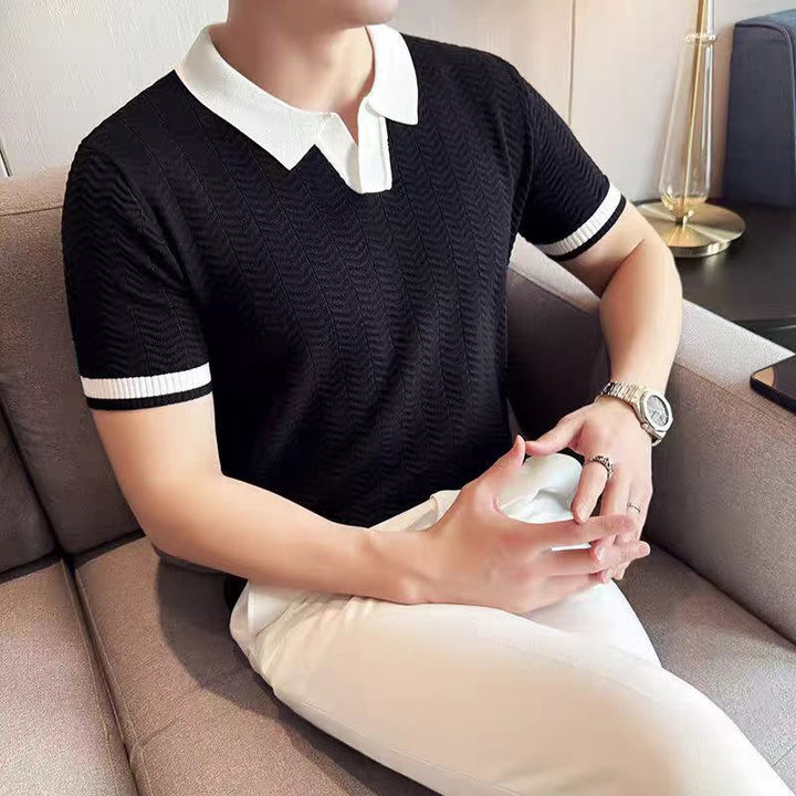 Men's Short Knit Polo Shirt Mune Fashion