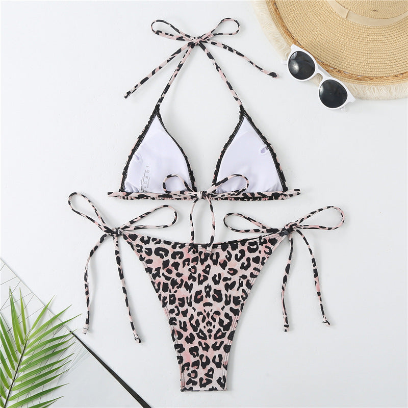 Women Triangle Bikini Set with Playful Animal Pattern Mune Fashion