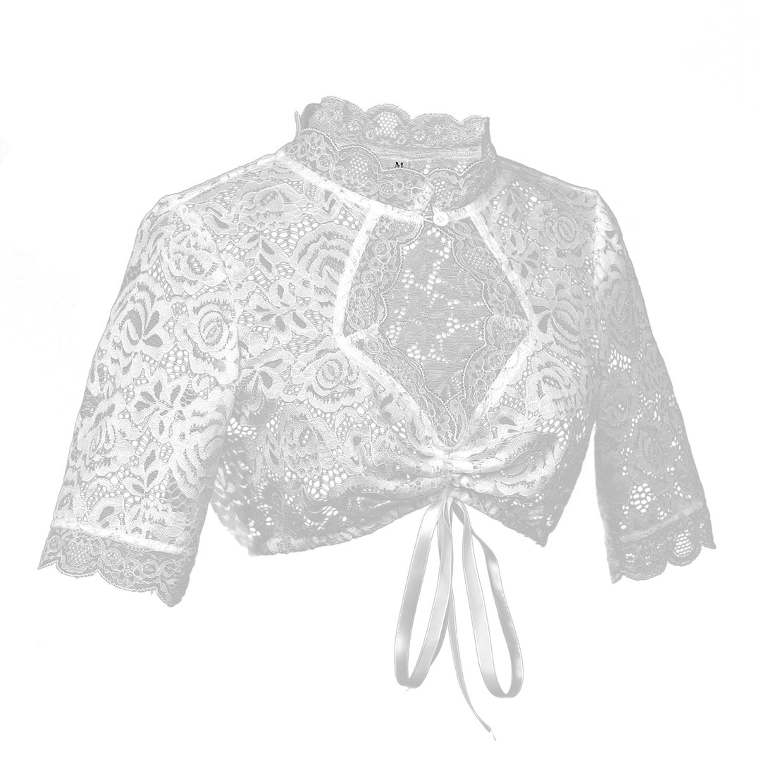 Women knit bolero short with stand-up collar and tie band Mune Fashion