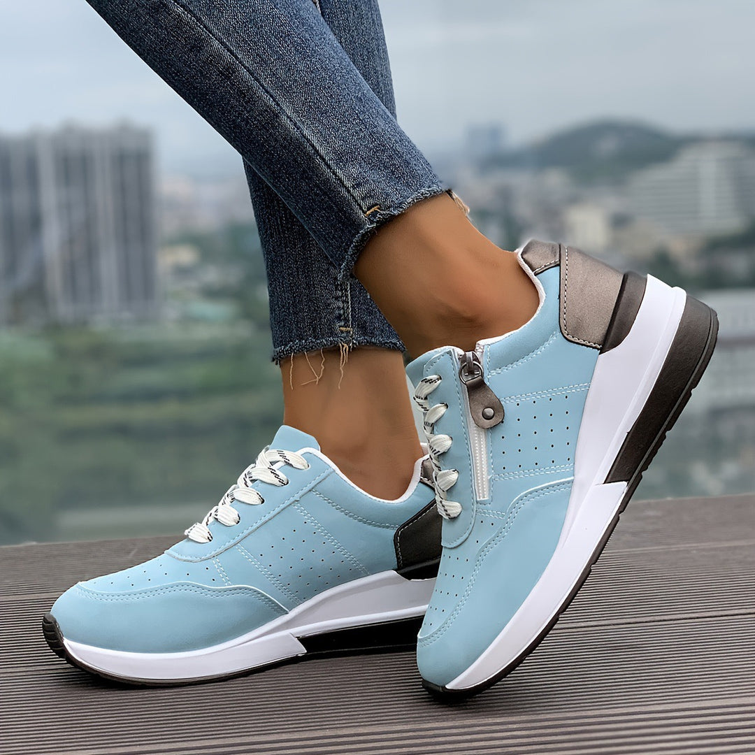 Damen Komfort-Keil-Sneaker mit seitlichem Zipper und dämpfender Plateau-Sohle Mune Fashion