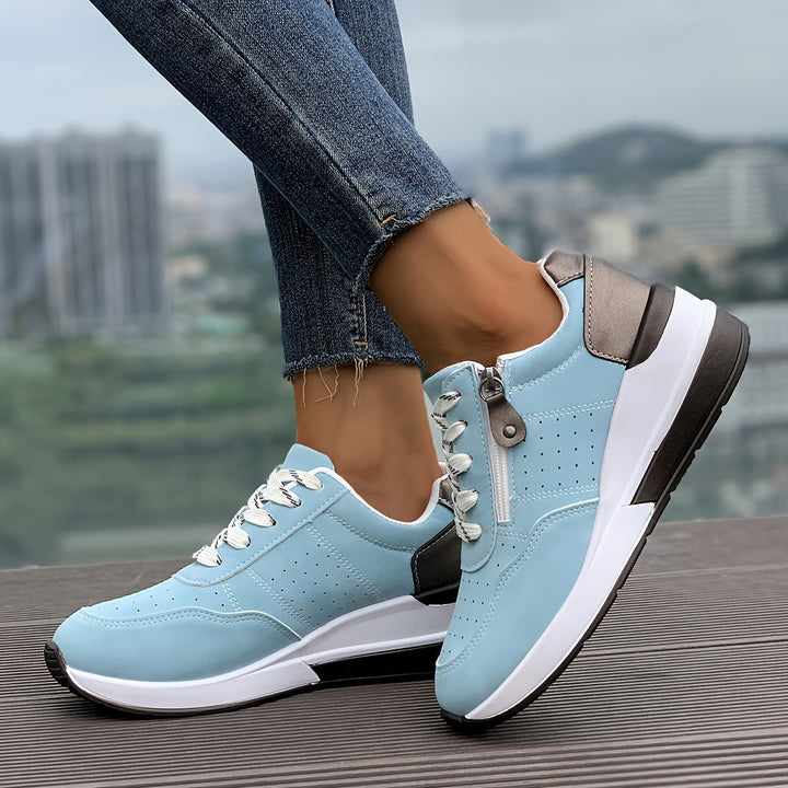 Damen Komfort-Keil-Sneaker mit seitlichem Zipper und dämpfender Plateau-Sohle Mune Fashion