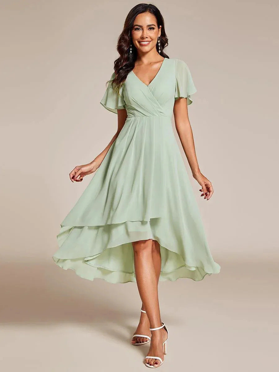 Women's Elegant Wrap Dress with Asymmetric Hem Mune Fashion