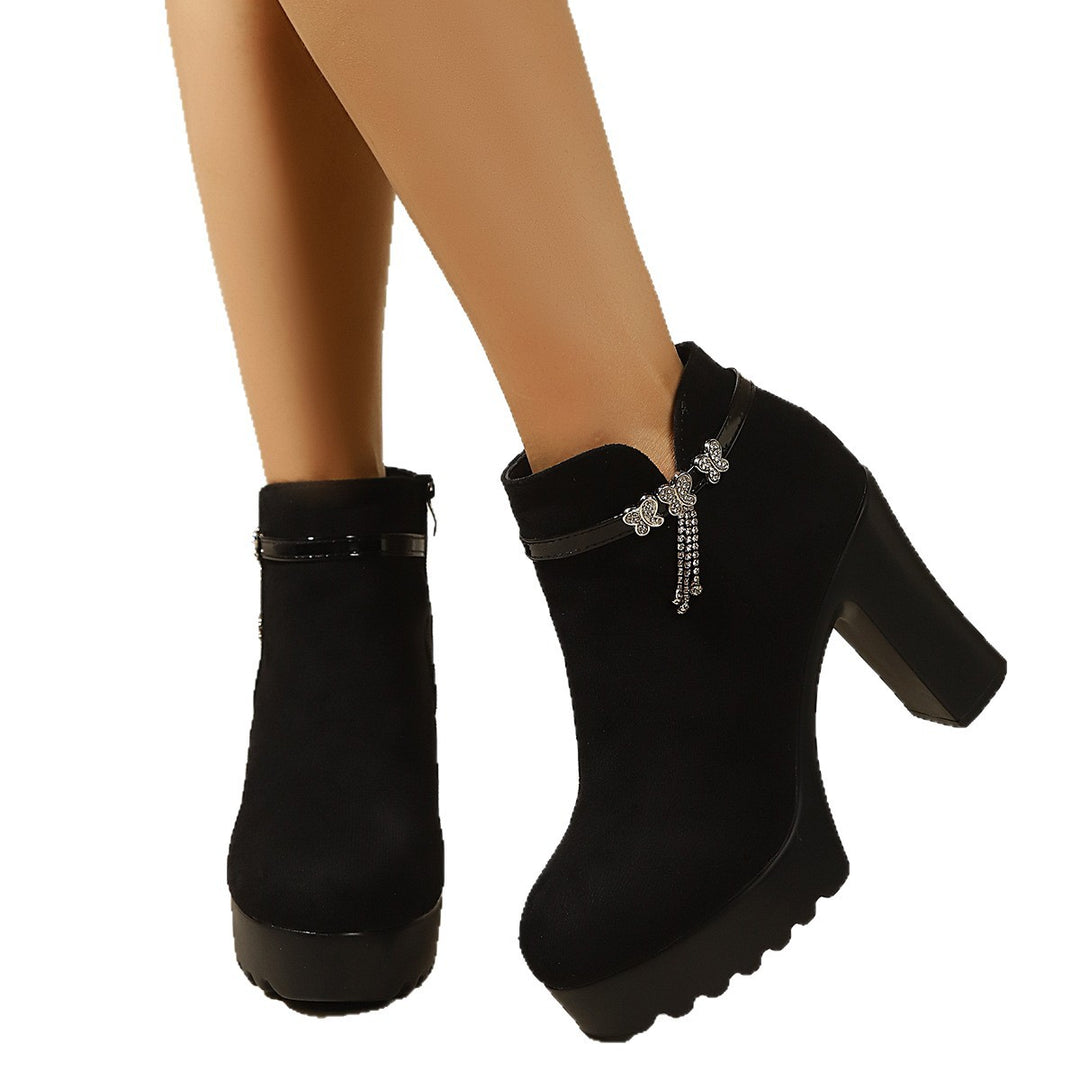 Ladies Elegant and Glamorous Ankle Boots with Glitter Detail Mune Fashion
