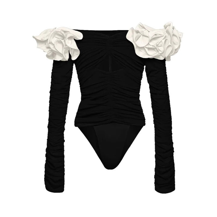 Women Elegant Ruffle Top with Floral Patterns Mune Fashion