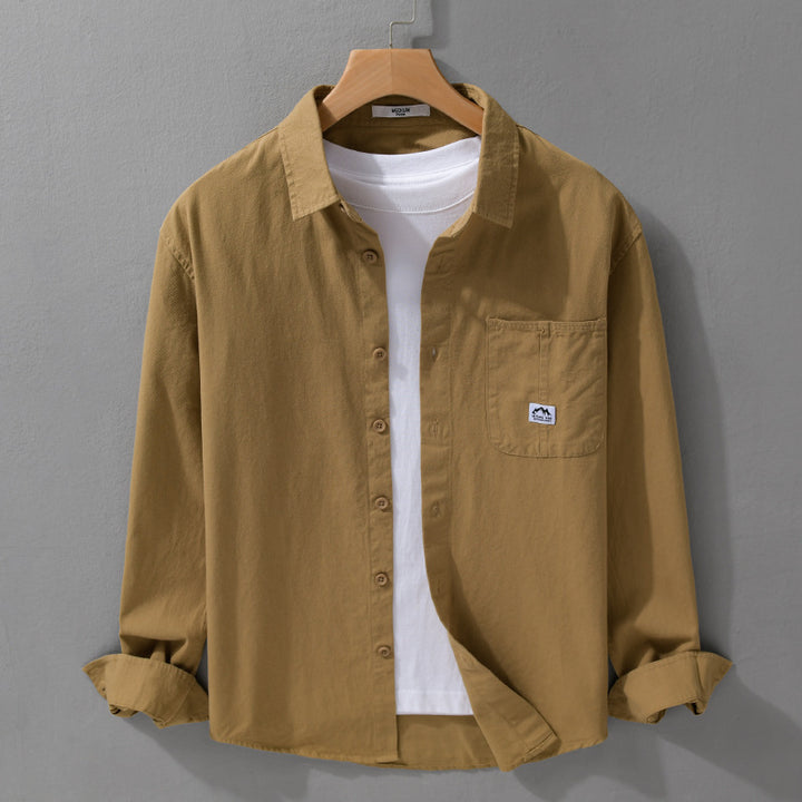 Men's Lightweight Cotton Oxford Shirt with Chest Pocket and Relaxed Fit Mune Fashion