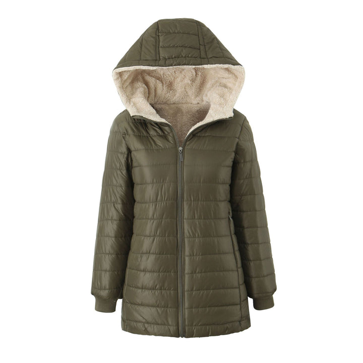 Women's quilted coat with teddy lining, hood, and warming padding Mune Fashion