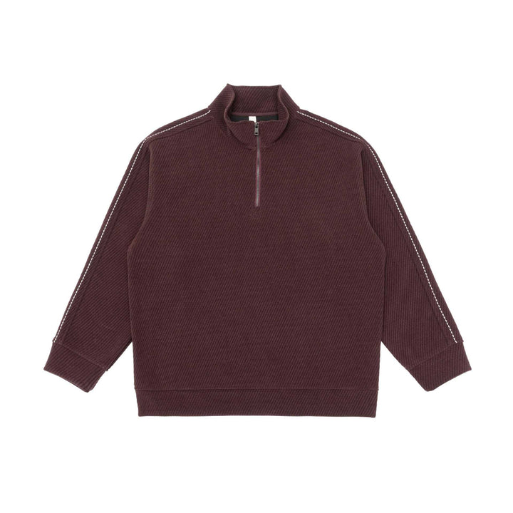 Unisex Half-zip pullover with stand-up collar and diagonal ribbed structure Mune Fashion