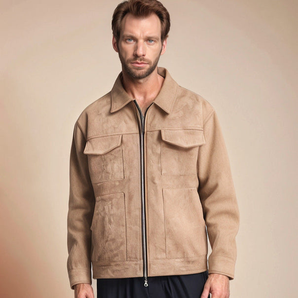 Men's Suede Jacket with Modern Pockets Mune