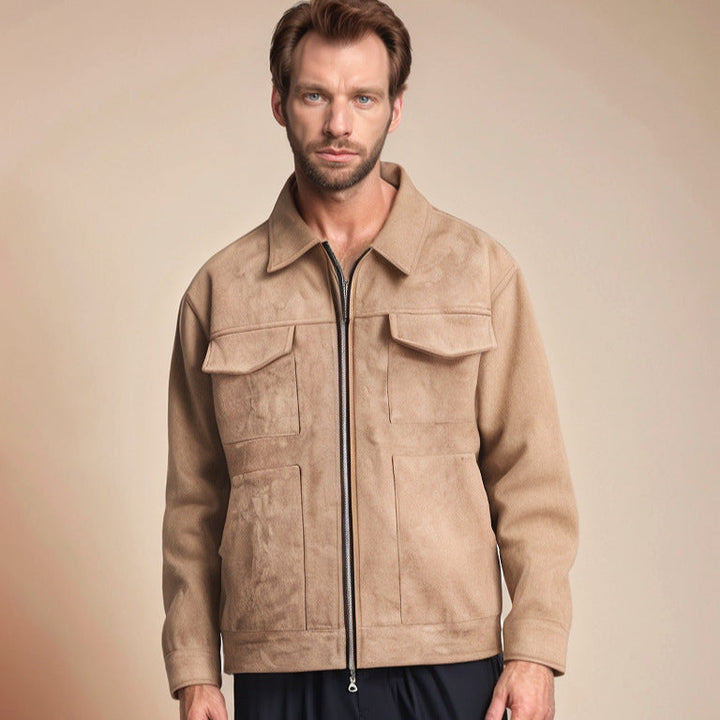 Men's Suede Jacket with Modern Pockets Mune