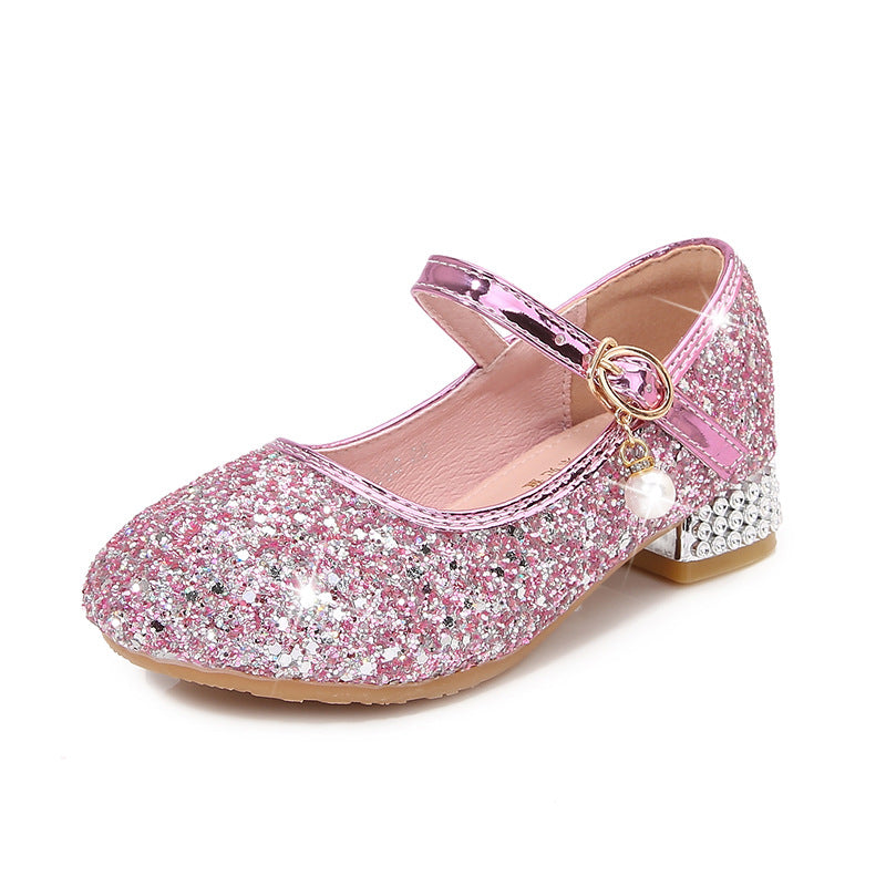 Girls Glittering Mary Jane Ballerinas with Decorative Bow and Pearl Decoration Mune Fashion