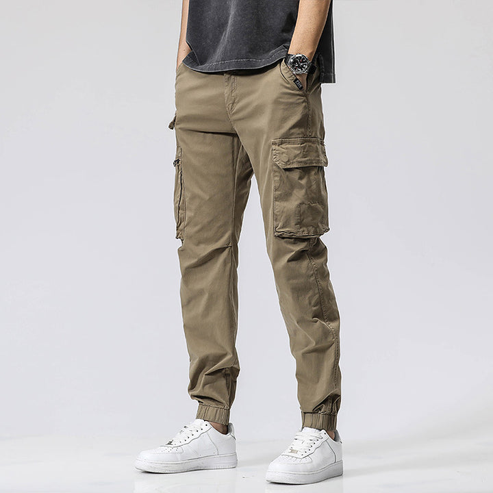 Herren Freizeits-Utility-Cargohose im Joggerstil mit teil-elastischem Bund und multifunktionalen Frontklappen Mune Fashion
