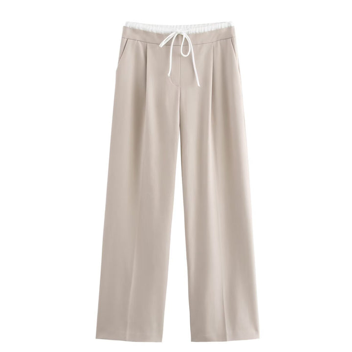 Women 60+ wide Highwaist Palazzo pants with drawstring waistband and crease Mune Fashion