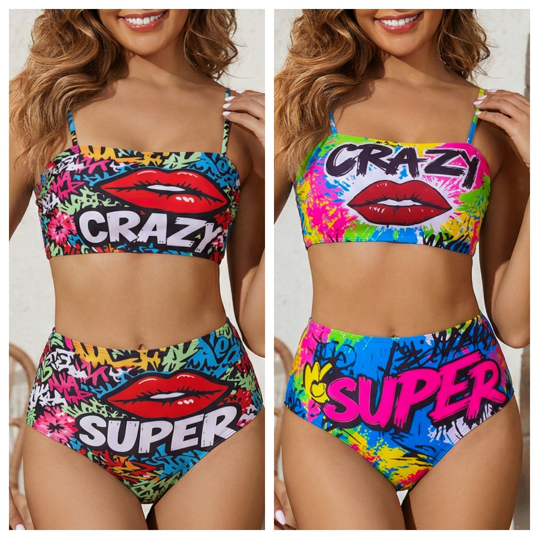 Ladies Two Piece Colorful Swimsuit Mune Fashion