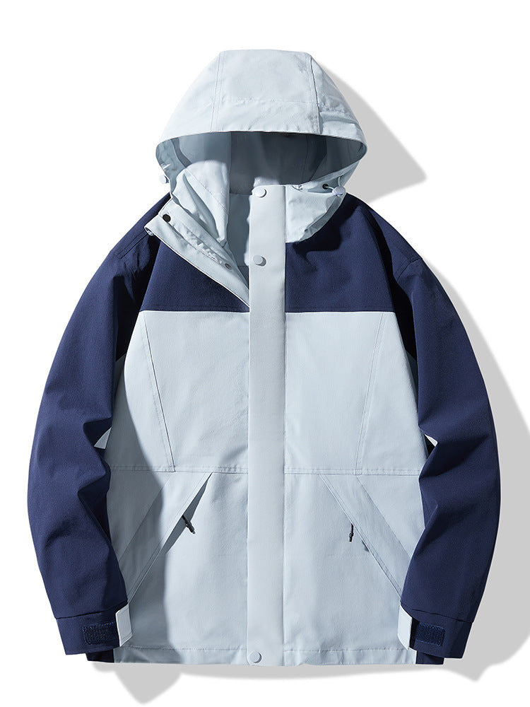 Men's Technical Colorblock Softshell Rain Jacket with Adjustable Hood Mune Fashion