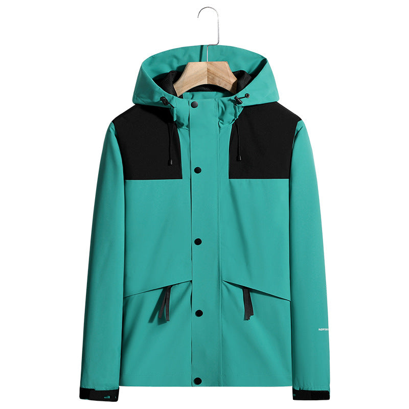 Men's Lightweight Water-Repellent Hooded Softshell Jacket with Concealed Press Stud Placket and Drawstring Mune Fashion