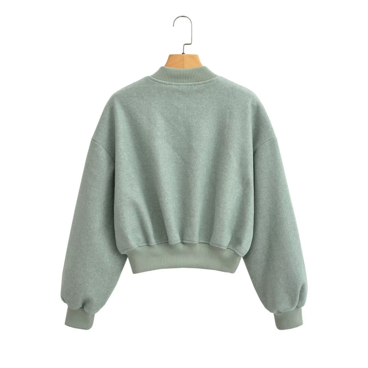 Unisex oversized wool blend bomber jacket with ribbed hem and snap button placket Mune Fashion