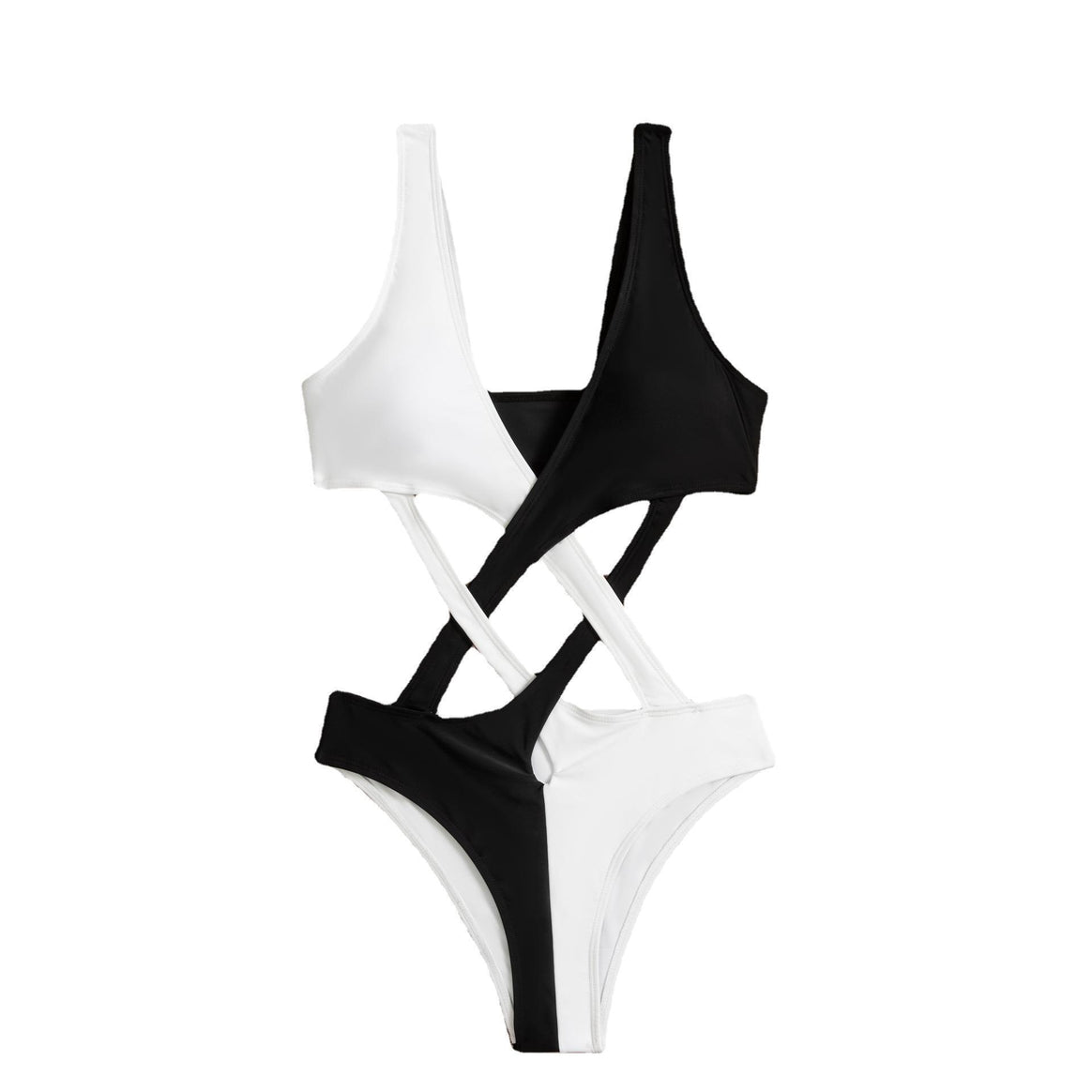 Women's Cut-Out One-Piece Swimsuit with Asymmetrical Design and Fashionable Straps Mune Fashion