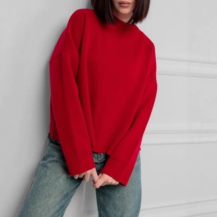 Women's Comfortable Knit Sweater with Round Neckline