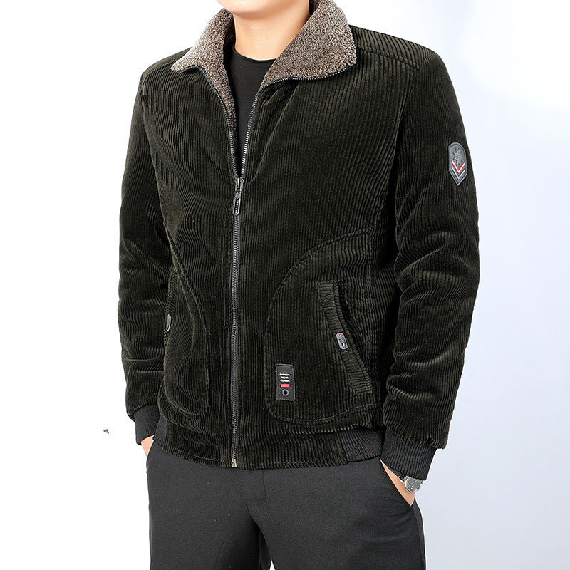 Men's cord jacket with sherpa collar and warming teddy fleece lining Mune Fashion