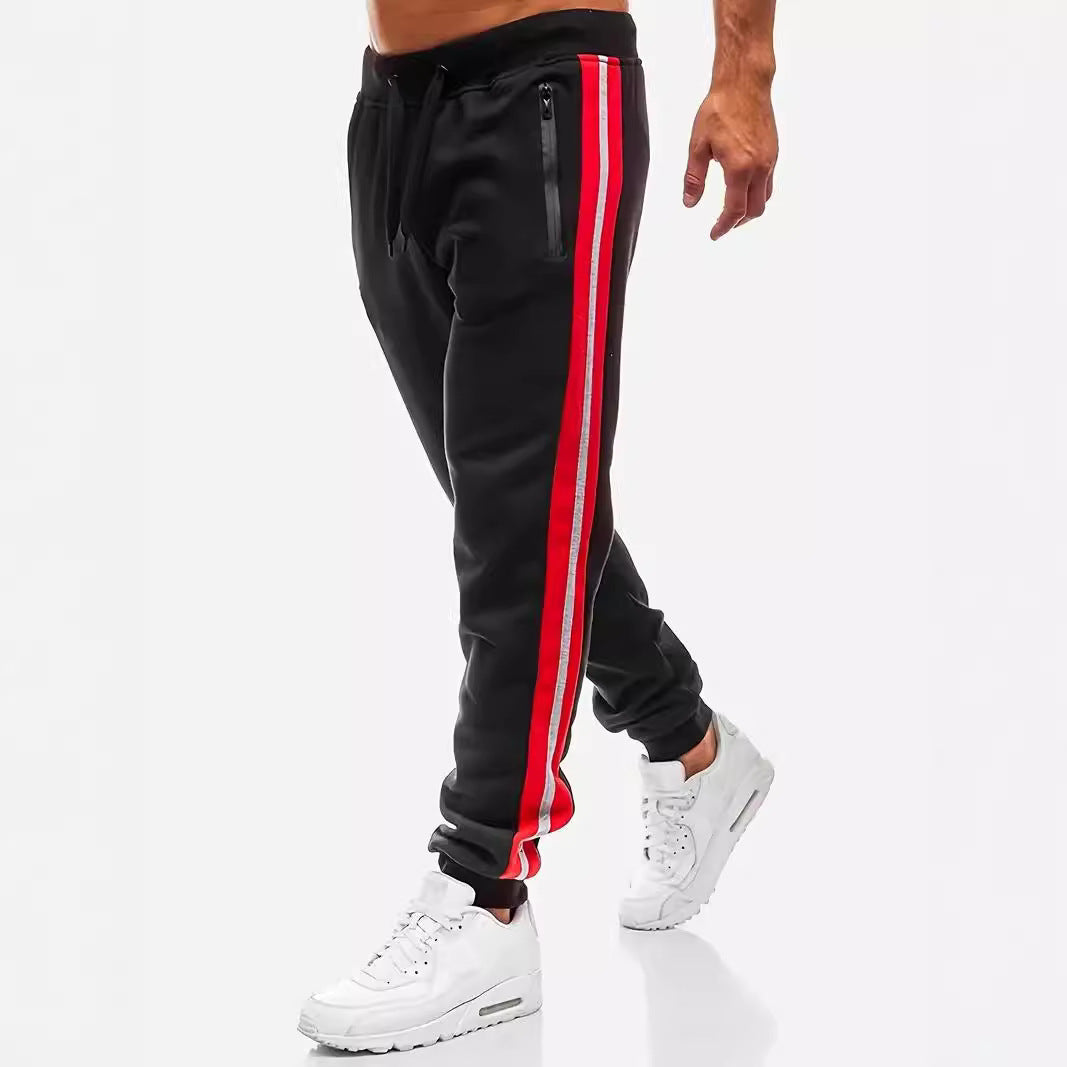 Men's narrow tapered fleece jogging pants with two-tone side piping and water-repellent zip pockets Mune Fashion