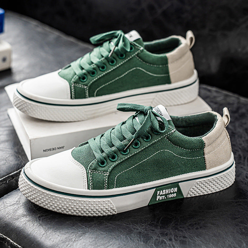 Men's Low-Top Canvas Platform Sneaker with Treaded Rubber Sole and Reinforced Toe Cap Mune Fashion