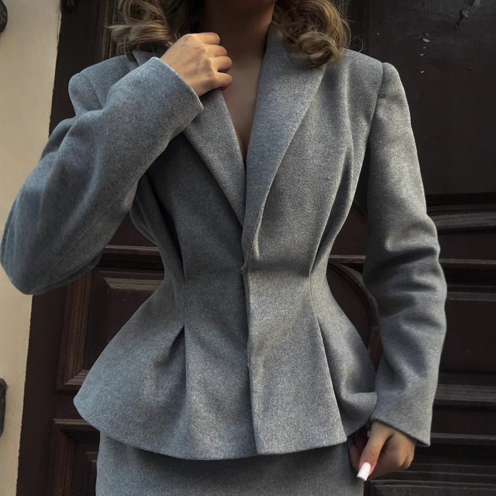 Women Two-Piece Business Suit with Tailored Blazer and Pencil Skirt Mune Fashion