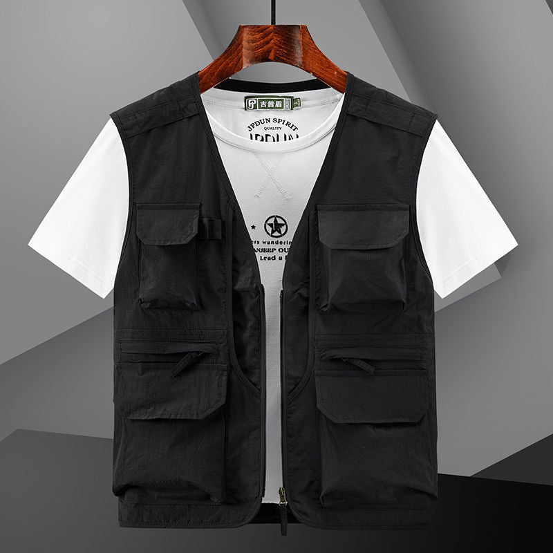 Men's Utility Outdoor Vest with Multiple Pockets and Front Zip Mune Fashion