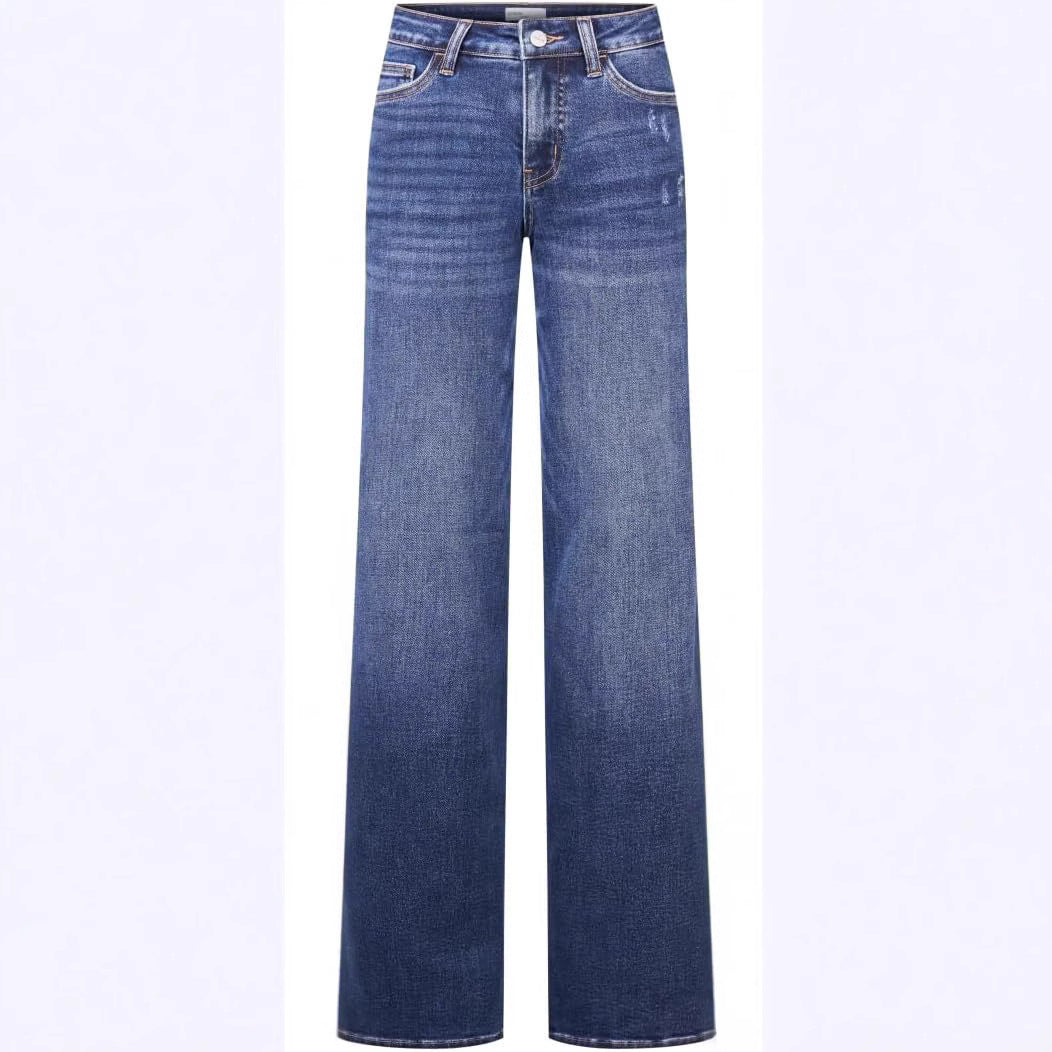 Ladies Wide High-Waist Flared Jeans made of Stretch Denim Mune Fashion