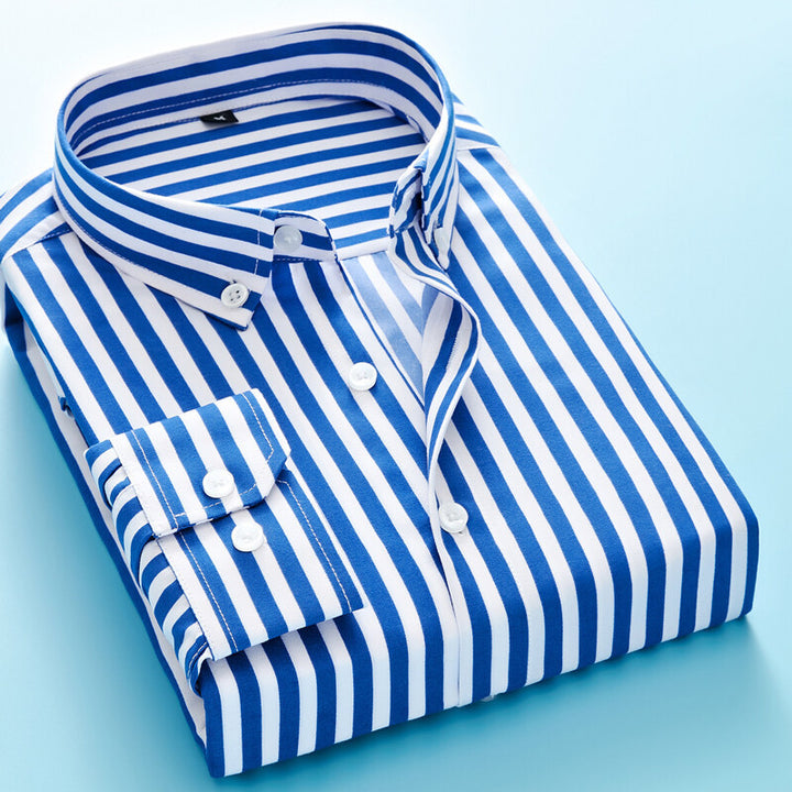 Men's striped business shirt with button-down collar, chest pocket and easy-care cotton blend Mune Fashion