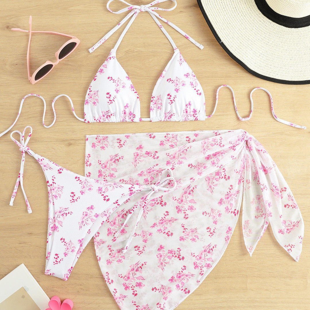 Women's Triangle Bikini Set with Elegant Wrap Skirt Mune Fashion
