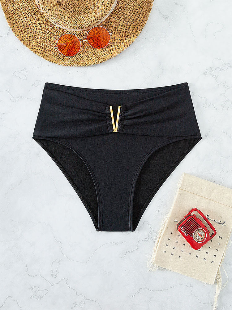 Women's High-Cut Bikini Bottom with Decorative Belt Detail Mune Fashion
