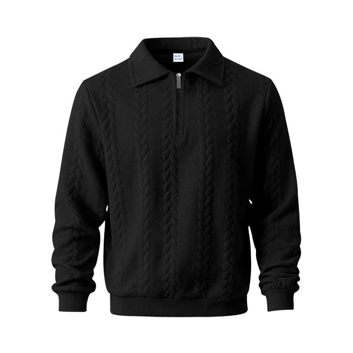 Men's coarse knitted troyer with short zipper and polo collar Mune Fashion