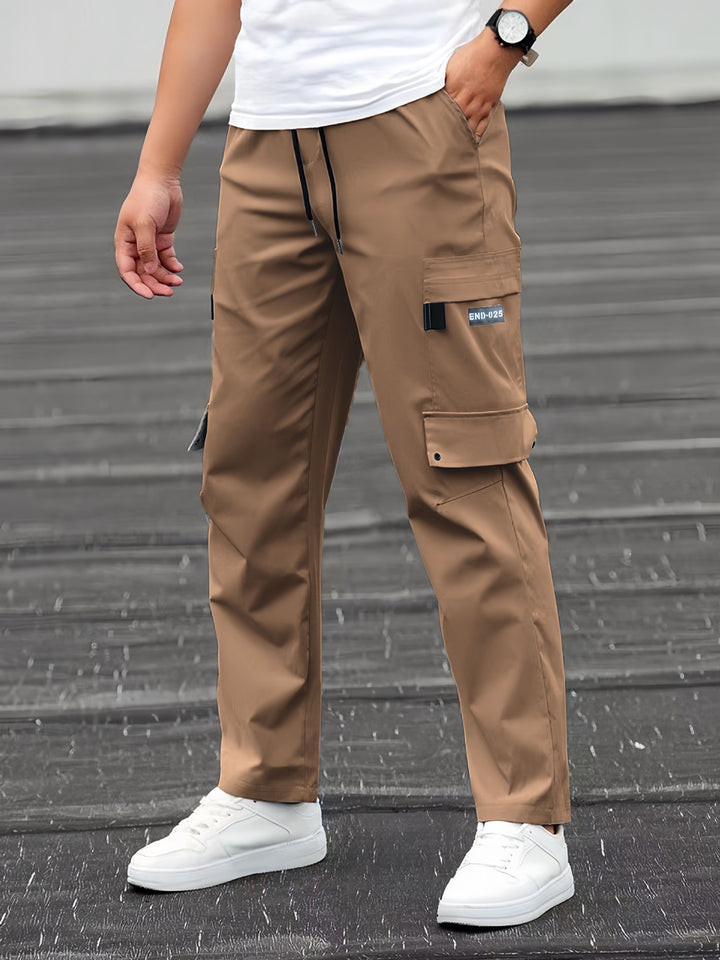 Men's Casual Technical Cargo Pants with Multi-Pockets, Drawstring Waist and Straight Leg Mune Fashion