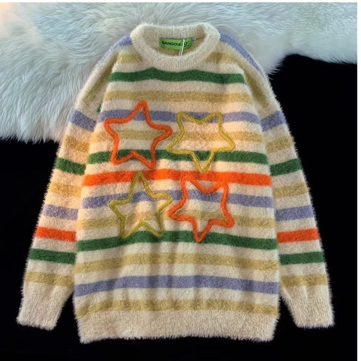 Women's Comfortable Knit Sweater with Star Motif Mune Fashion