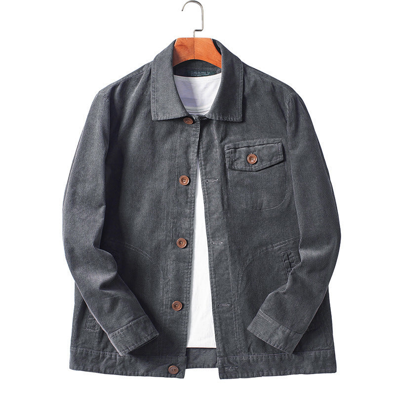 Men's transitional blouse made of fine corduroy with chest flap and visible button placket Mune Fashion