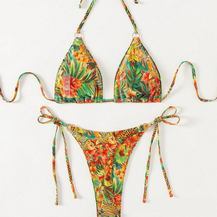 Women's triangle bikini with exotic jungle motif Mune Fashion