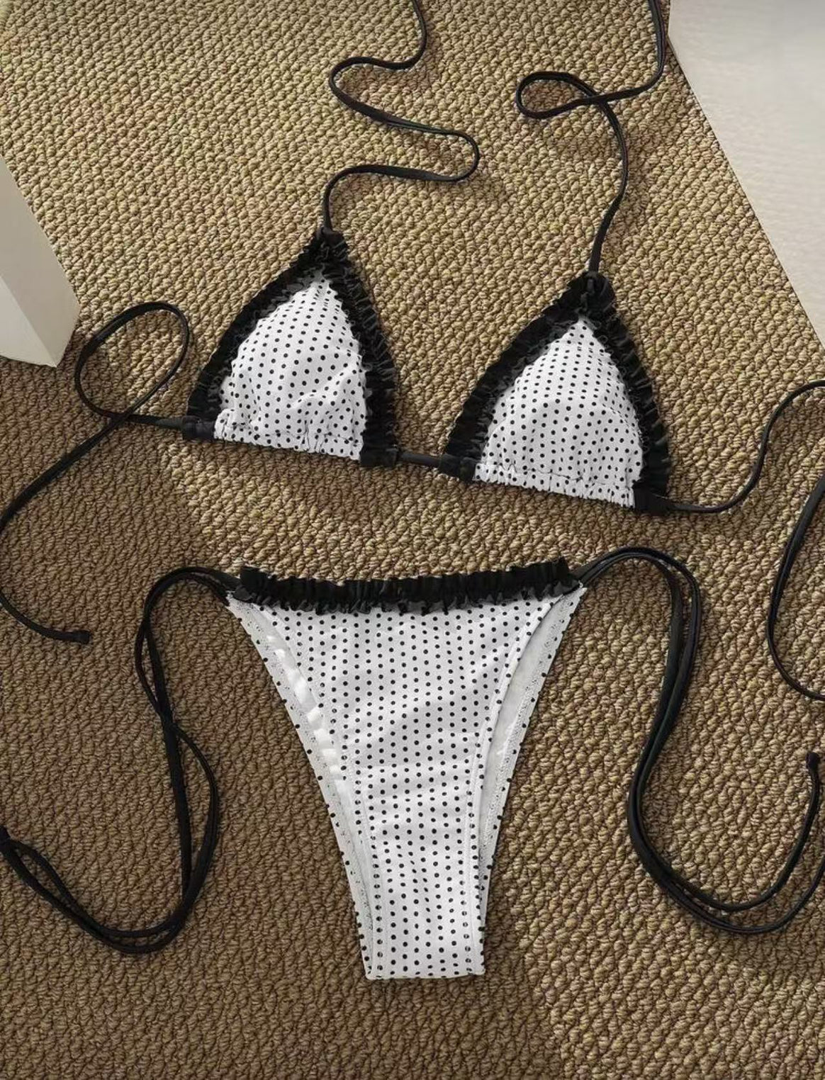 Women's bikini set with playful checked pattern and charming ruffle details Mune Fashion