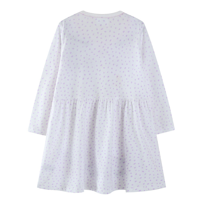 Girls cotton dress with colorful dinosaur and flower motif Mune Fashion
