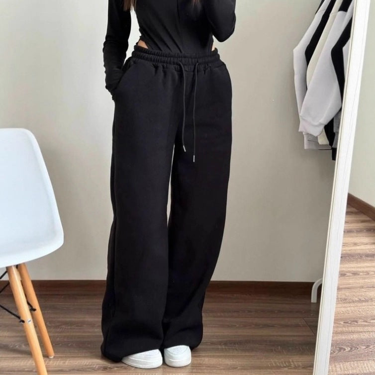 Unisex nan locker falling lounge pants with elastic drawstring waist, side pockets and straight leg Mune Fashion