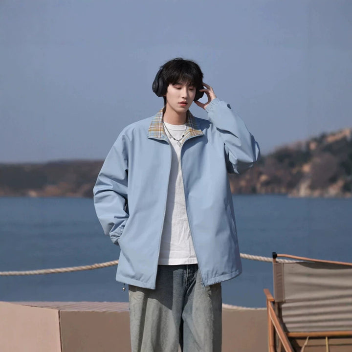 Men's Trendy Transitional Jacket with Check Pattern Mune Fashion