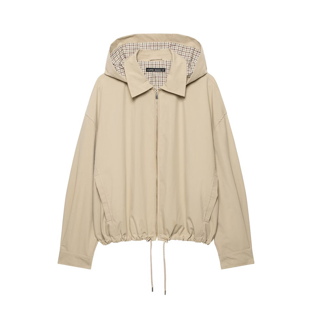 Women's lightweight hooded jacket in oversized boxy cut with drawstring hem Mune Fashion