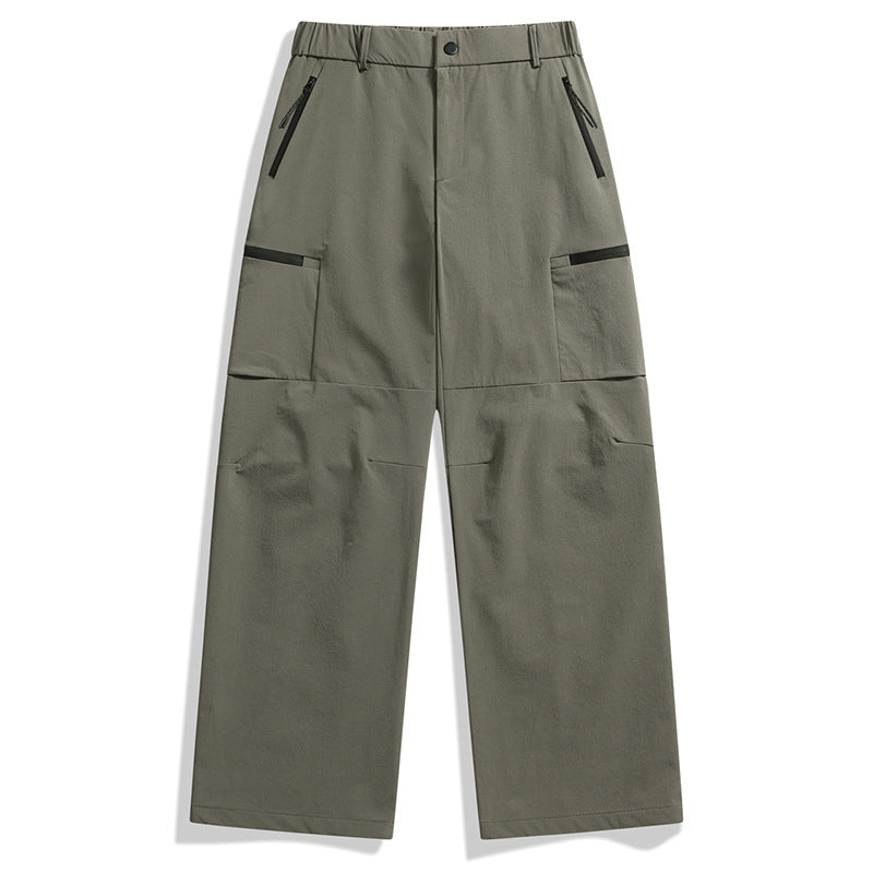 Men's Loose Utility Cargo Pants with Zipper Pockets and Pre-shaped Knees Mune Fashion
