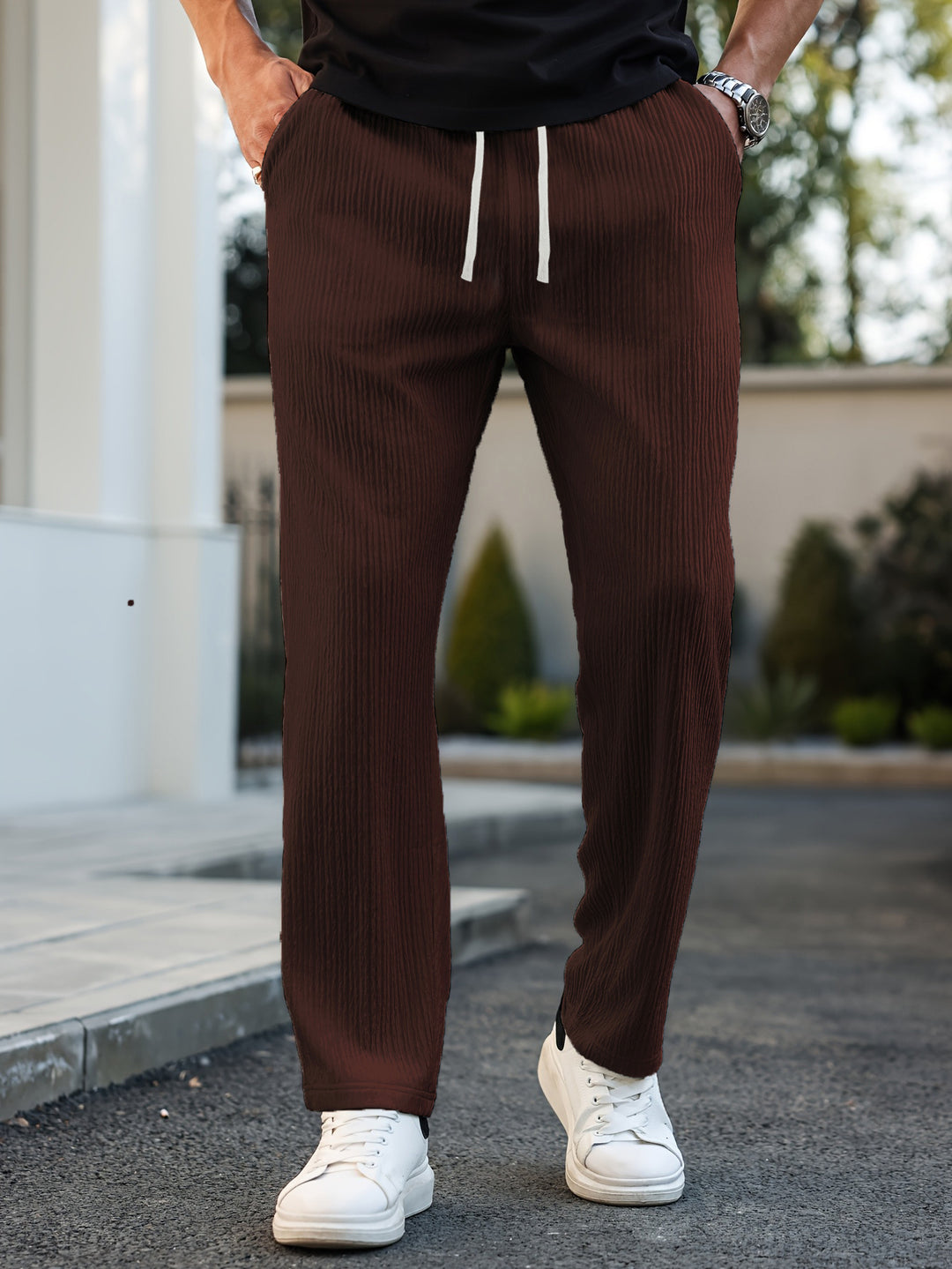 Men's sporty leisure pants with elastic waistband and side pockets Mune Fashion