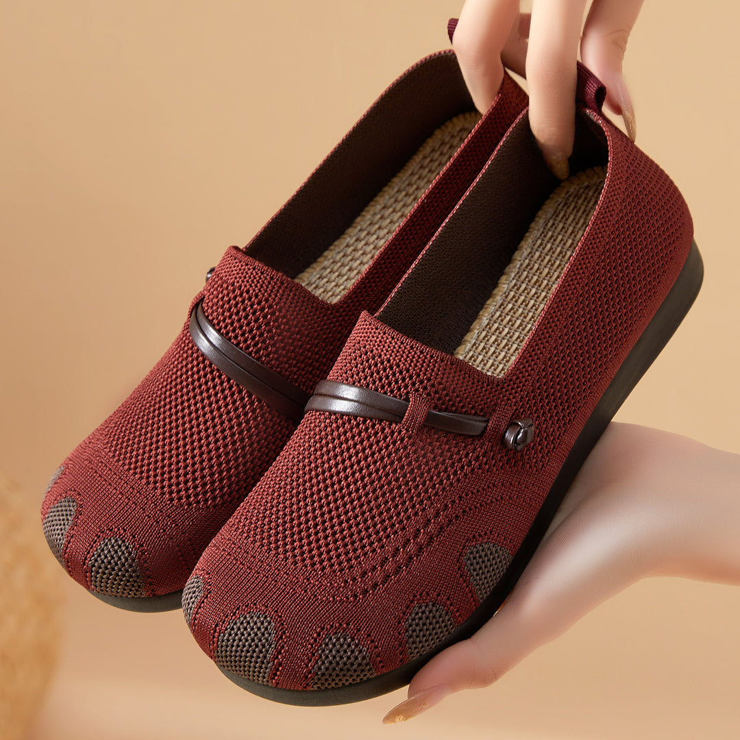 Women's knitted comfort slippers with toe look, elastic entry and shock-absorbing EVA sole Mune Fashion