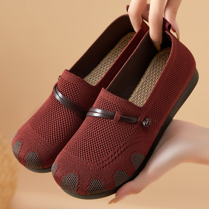 Women's knitted comfort slippers with toe look, elastic entry and shock-absorbing EVA sole Mune Fashion